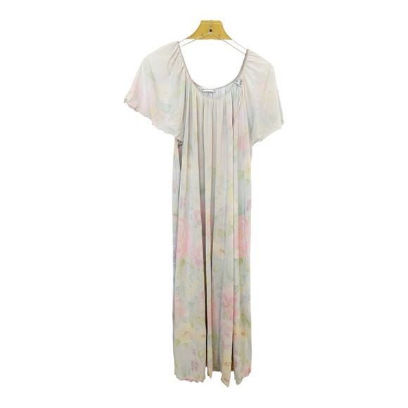 Miss Elaine Silk Essence Line Pastel Floral Silky Long Nightgown Sz ? - Picture 2 of 6